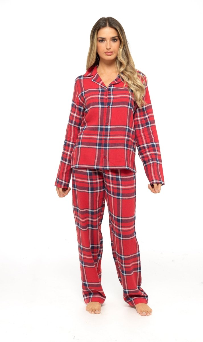 OLIVIA ROCCO Women's Flannelette Check Pyjama Set Soft Brushed Cotton Cosy Easy - Care Nightwear Set - Joe’s Haven