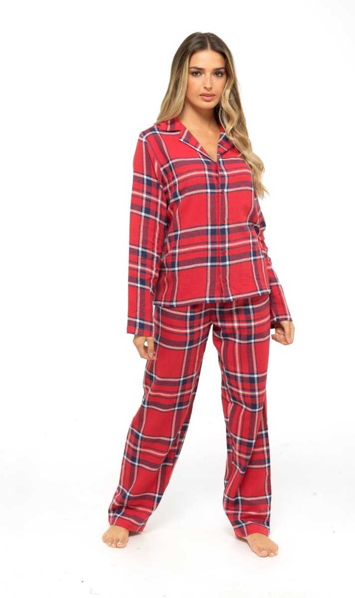 OLIVIA ROCCO Women's Flannelette Check Pyjama Set Soft Brushed Cotton Cosy Easy - Care Nightwear Set - Joe’s Haven