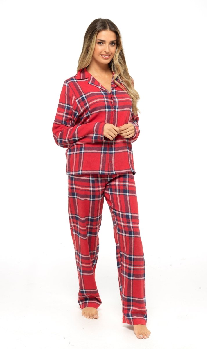 OLIVIA ROCCO Women's Flannelette Check Pyjama Set Soft Brushed Cotton Cosy Easy - Care Nightwear Set - Joe’s Haven