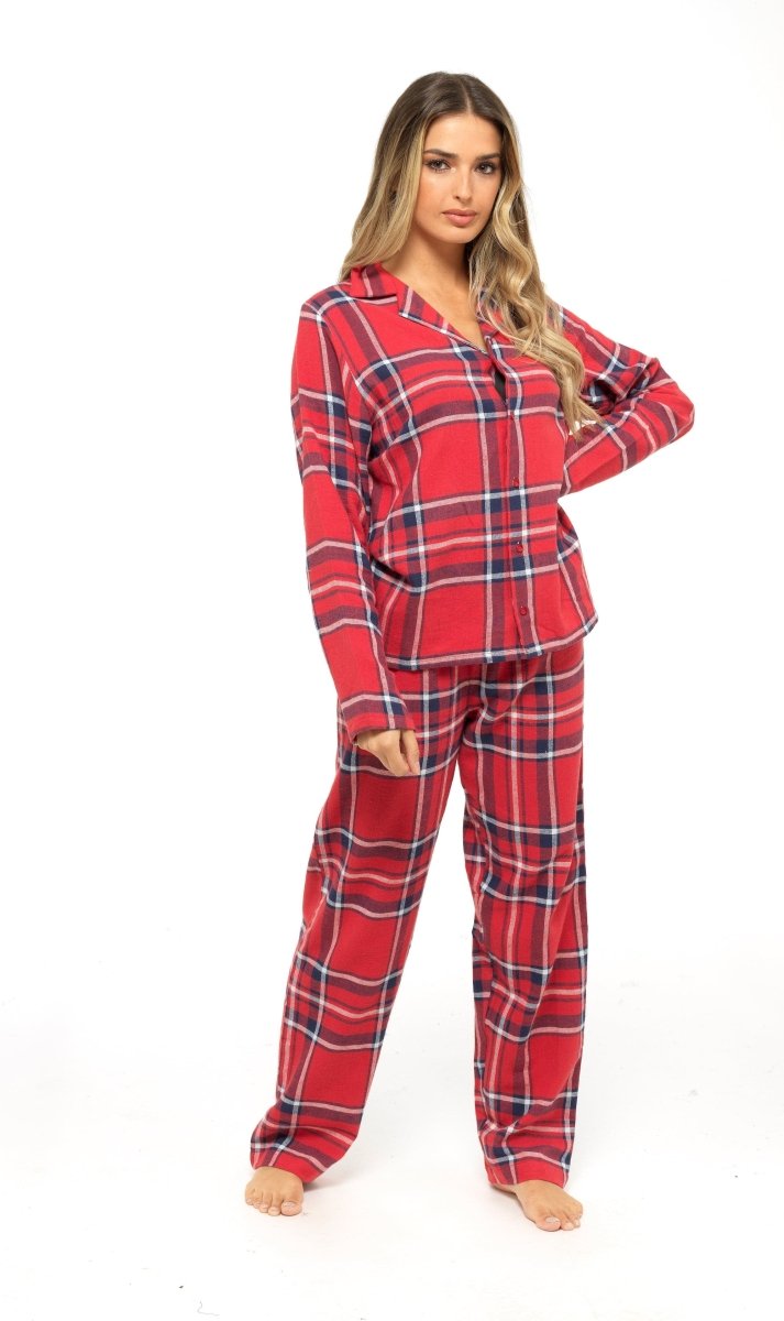 OLIVIA ROCCO Women's Flannelette Check Pyjama Set Soft Brushed Cotton Cosy Easy - Care Nightwear Set - Joe’s Haven