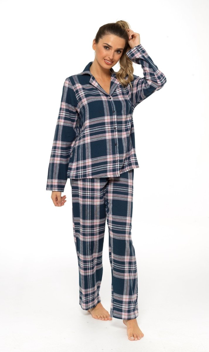 OLIVIA ROCCO Women's Flannelette Check Pyjama Set Soft Brushed Cotton Cosy Easy - Care Nightwear Set - Joe’s Haven