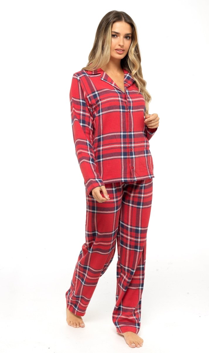 OLIVIA ROCCO Women's Flannelette Check Pyjama Set Soft Brushed Cotton Cosy Easy - Care Nightwear Set - Joe’s Haven
