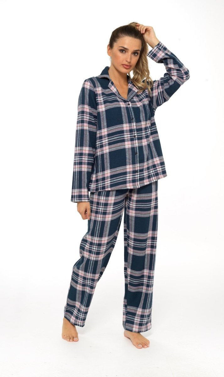 OLIVIA ROCCO Women's Flannelette Check Pyjama Set Soft Brushed Cotton Cosy Easy - Care Nightwear Set - Joe’s Haven