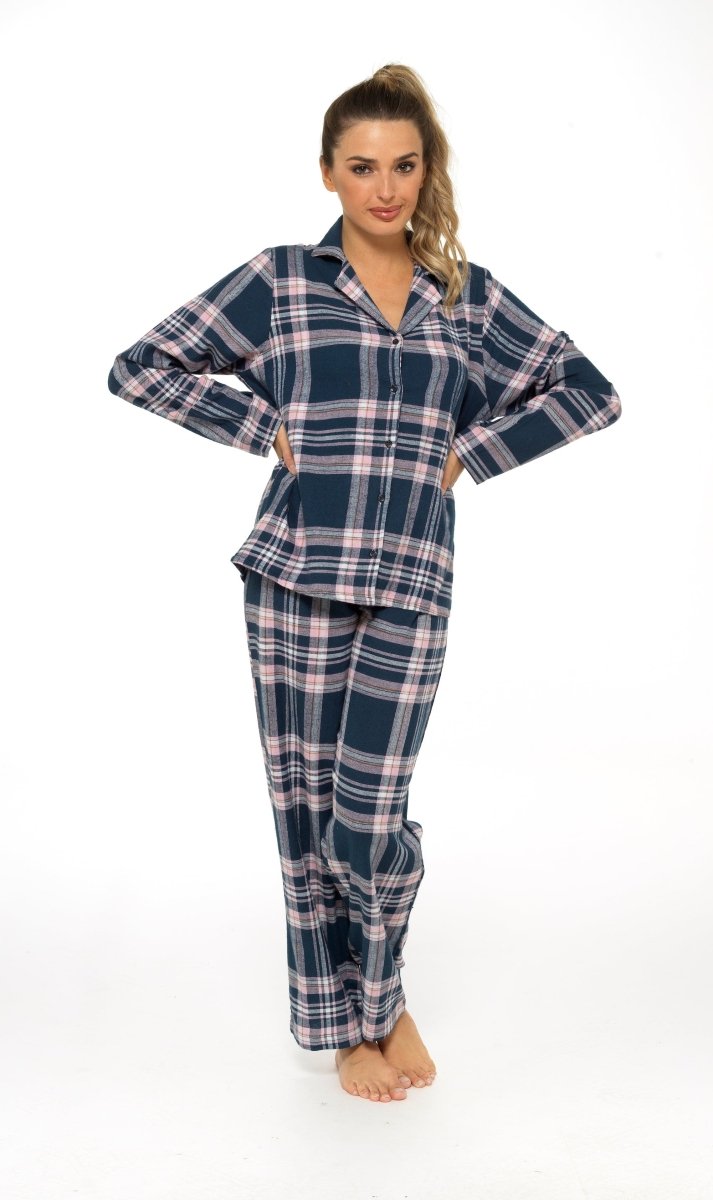 OLIVIA ROCCO Women's Flannelette Check Pyjama Set Soft Brushed Cotton Cosy Easy - Care Nightwear Set - Joe’s Haven