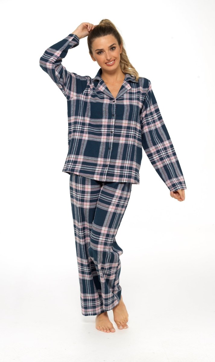 OLIVIA ROCCO Women's Flannelette Check Pyjama Set Soft Brushed Cotton Cosy Easy - Care Nightwear Set - Joe’s Haven