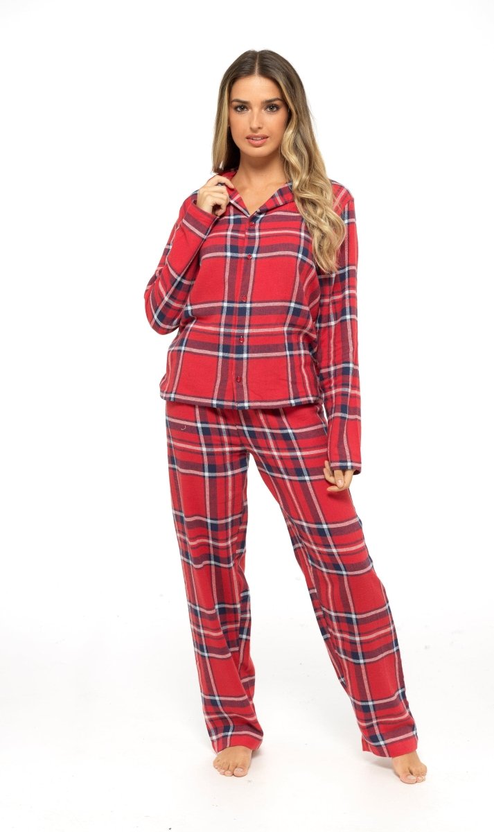 OLIVIA ROCCO Women's Flannelette Check Pyjama Set Soft Brushed Cotton Cosy Easy - Care Nightwear Set - Joe’s Haven