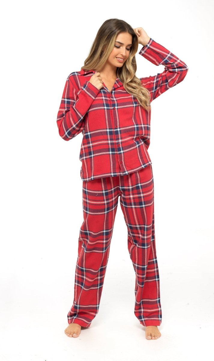 OLIVIA ROCCO Women's Flannelette Check Pyjama Set Soft Brushed Cotton Cosy Easy - Care Nightwear Set - Joe’s Haven