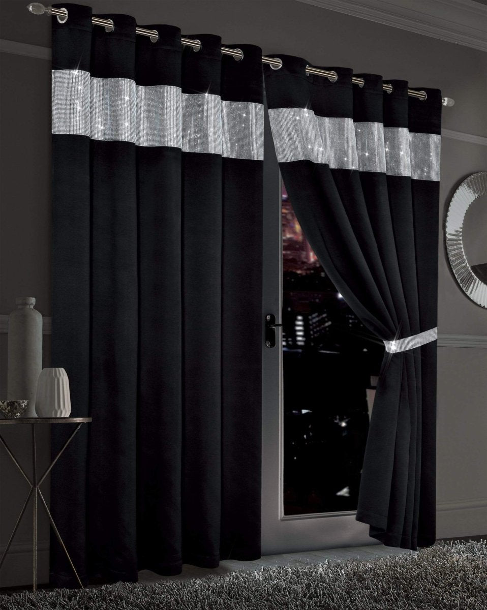Diamante Blackout Curtains with Glitz Detailing - Joe’s Haven