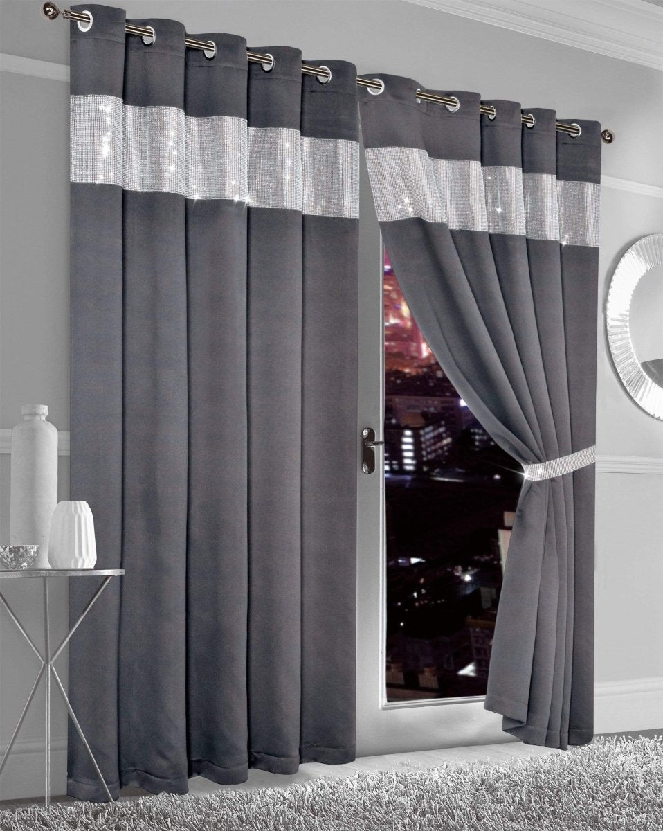 Diamante Blackout Curtains with Glitz Detailing - Joe’s Haven