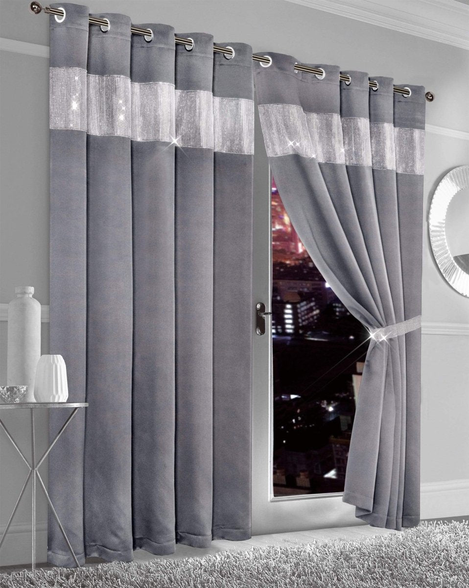 Diamante Blackout Curtains with Glitz Detailing - Joe’s Haven