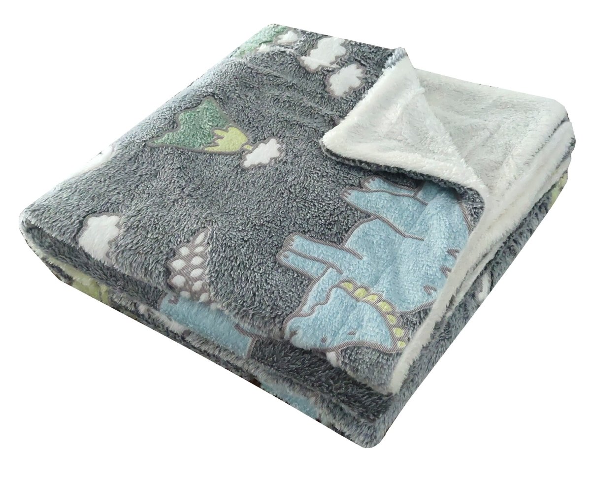 Dinosaur Glow In The Dark Teddy Fleece Bedding Set - Joe’s Haven