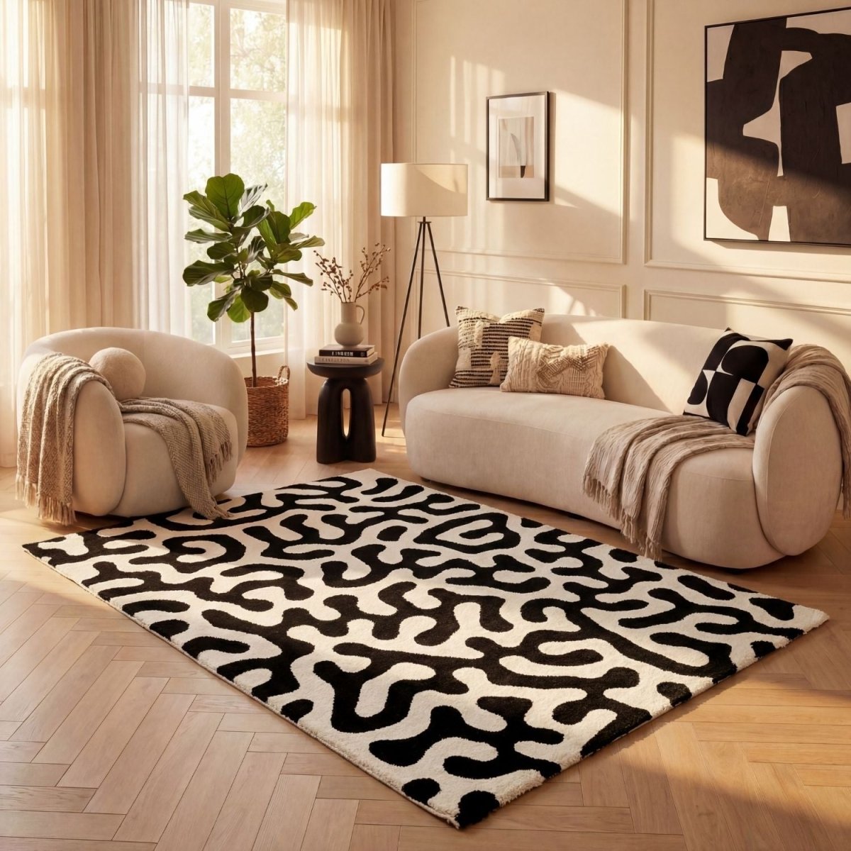 Joli Doodle Black & White Rug - Joe’s Haven