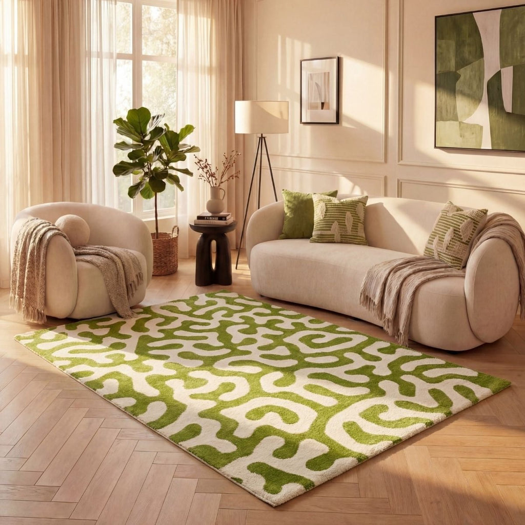 Joli Doodle Green & White Rug - Joe’s Haven