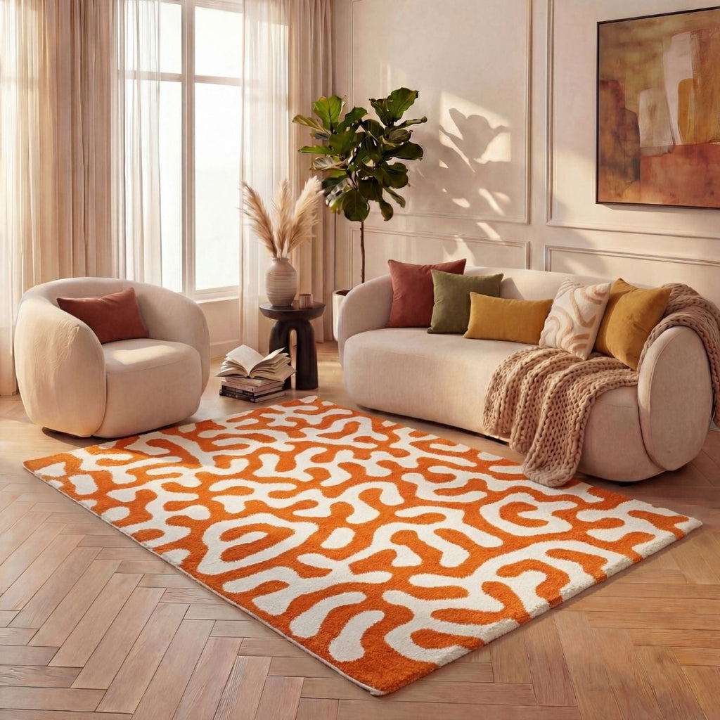 Joli Doodle Orange & White Rug - Joe’s Haven
