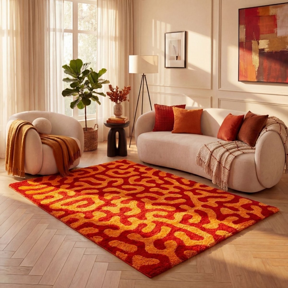 Joli Doodle Red & Orange Rug - Joe’s Haven