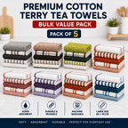 OLIVIA ROCCO 5 Pack Cotton Terry Kitchen Towels 45x65cm Super Absorbent Quick Drying - Joe’s Haven