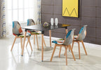 Patchwork Halo Dining Set Includes a Black Dining Table & Set of 4 Multicolour Fabric Chairs - Joe’s Haven