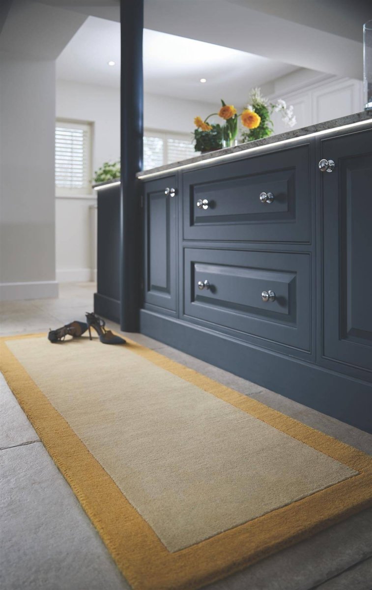 Bordered Yellow Wool Rug - Joe’s Haven