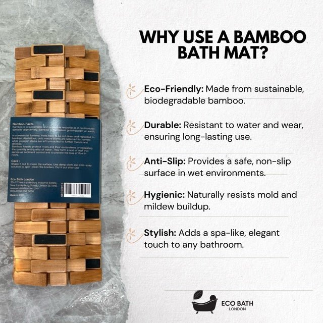 Eco Bath London Bamboo Bath Mat - Roll Up Shower Mat, Anti - Slip and Waterproof Bathroom Spa Shower Mat - Joe’s Haven