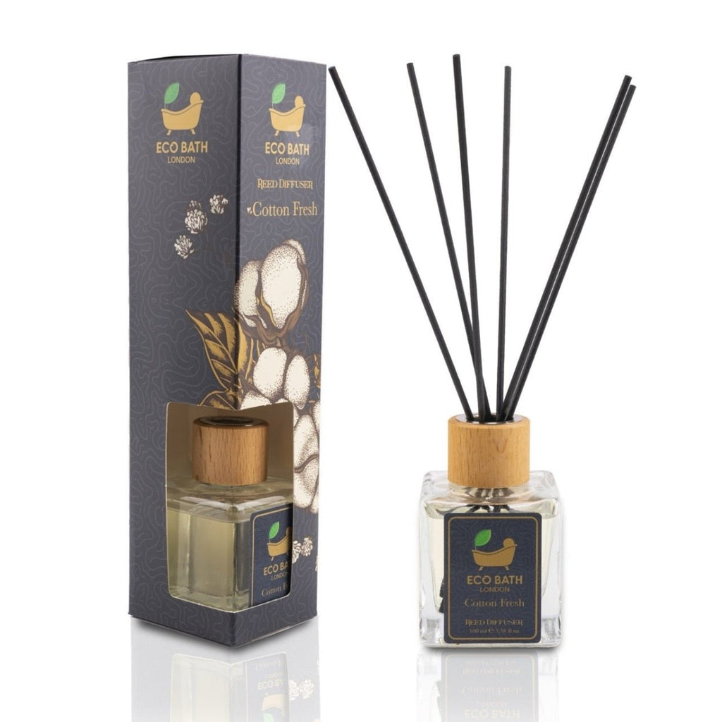 Eco Bath London Cotton Fresh Reed Diffuser 100ml (3.38 Fl.Oz) - Luxurious Calming Reed Diffuser for Home Fragrance - Joe’s Haven