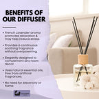 Eco Bath London French Lavender Reed Diffuser - Luxurious Home Fragrance with Natural Essential French Lavender Oil, 100ml (3.38 Fl.Oz) - Joe’s Haven