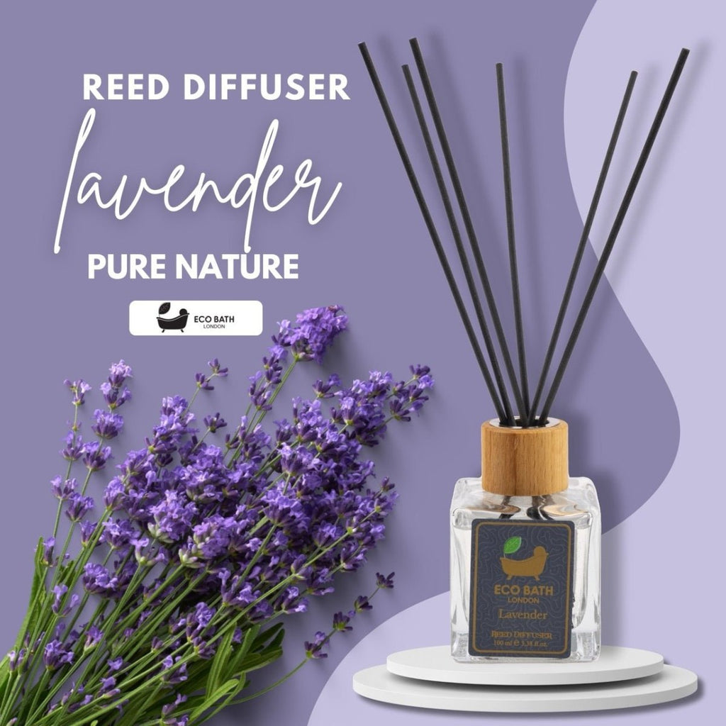 Eco Bath London French Lavender Reed Diffuser - Luxurious Home Fragrance with Natural Essential French Lavender Oil, 100ml (3.38 Fl.Oz) - Joe’s Haven