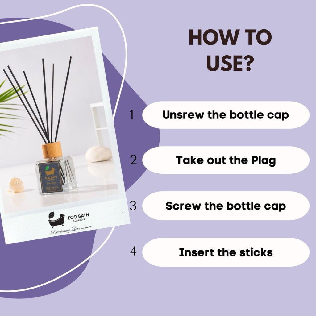Eco Bath London French Lavender Reed Diffuser - Luxurious Home Fragrance with Natural Essential French Lavender Oil, 100ml (3.38 Fl.Oz) - Joe’s Haven