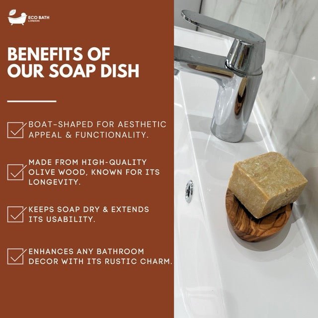 Eco Bath London Olive Wood Boat Shape Soap Dish - Joe’s Haven