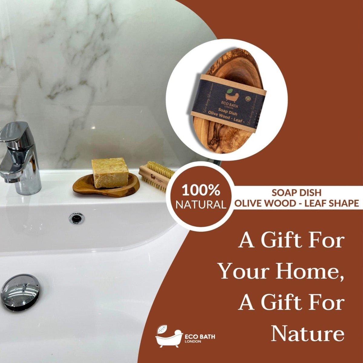 Eco Bath London Olive Wood Leaf Soap Dish - Joe’s Haven