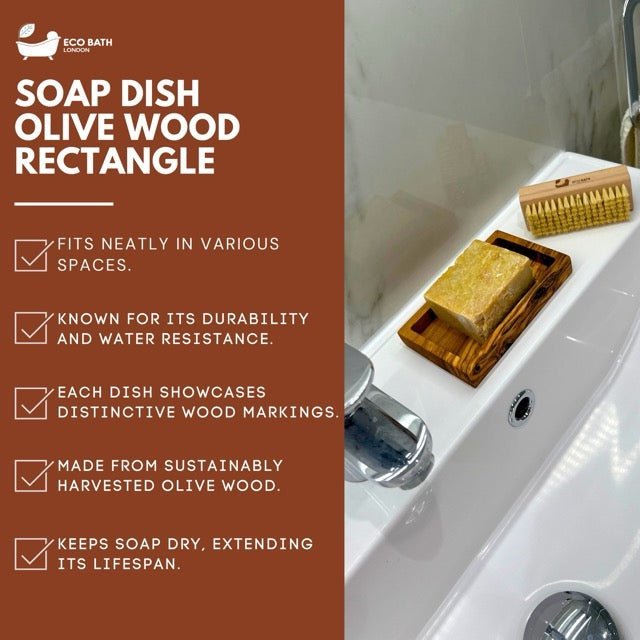 Eco Bath London Olive Wood Rectangle Soap Dish - Joe’s Haven