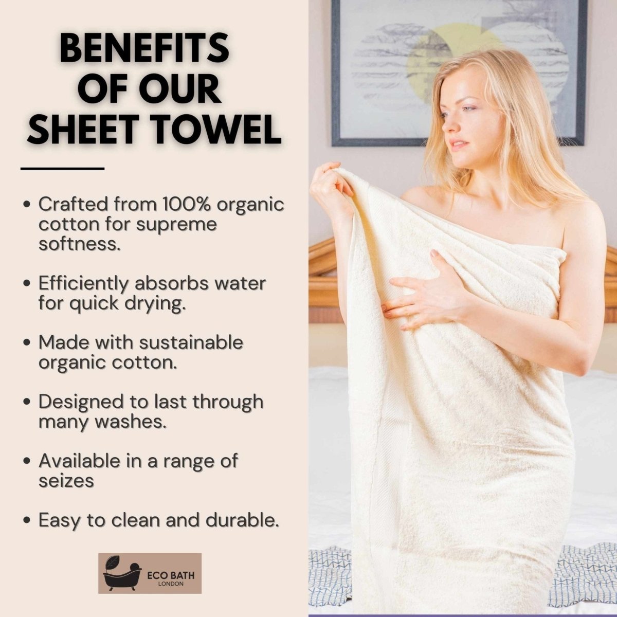 Eco Bath London Organic Cotton Bath Towel - Available in Multiple Sizes - Joe’s Haven