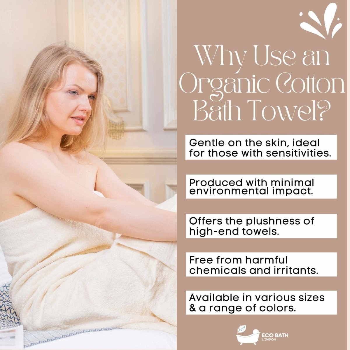 Eco Bath London Organic Cotton Bath Towel - Available in Multiple Sizes - Joe’s Haven