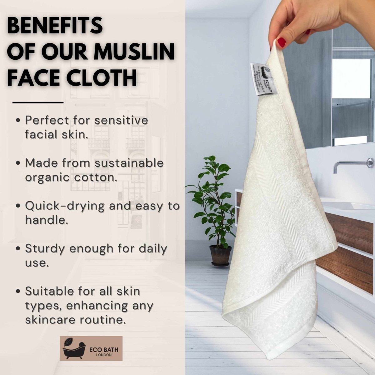 Eco Bath London Organic Cotton Face Flannels 30x30cm - Joe’s Haven