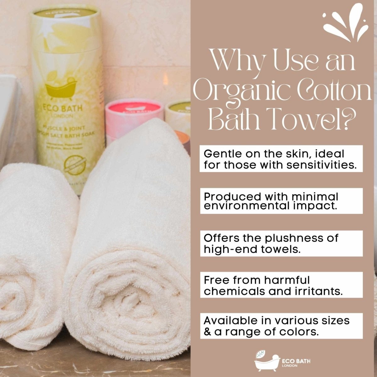 Eco Bath London Organic Cotton Hand Towel - 50x100cm - Joe’s Haven