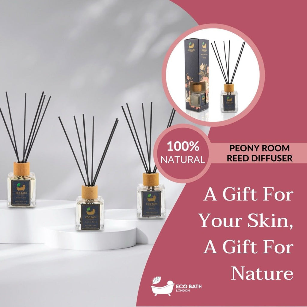 Eco Bath London Peony Reed Diffuser - Beautiful Bouquet of Peonies Fragrance, Intensive, Fresh & Long Lasting Room Diffuser, 100ml (3.38 Fl.Oz) - Joe’s Haven