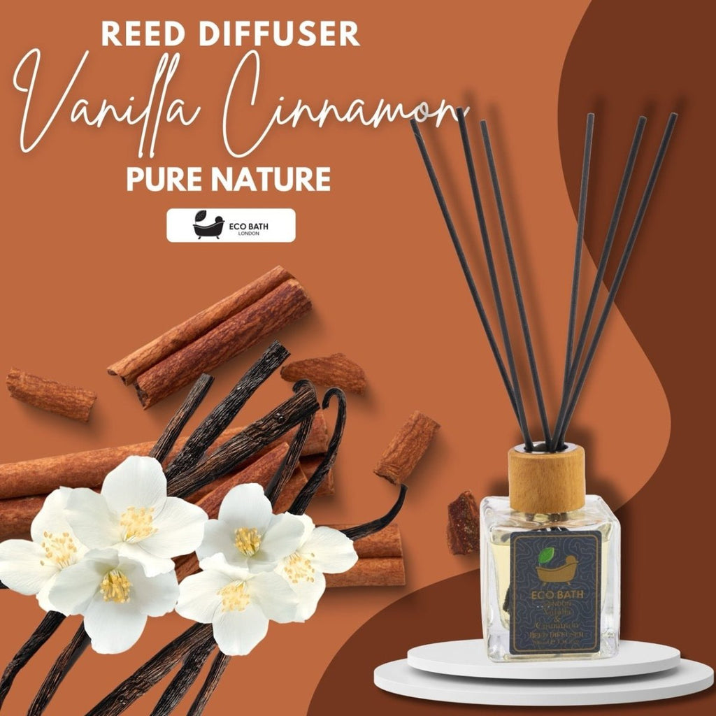 Eco Bath London Vanilla Cinnamon Reed Diffuser - Luxurious Herbal Scent of Cinnamon and Vanilla, Long Lasting Room Diffuser, 100ml (3.38 Fl.Oz) - Joe’s Haven