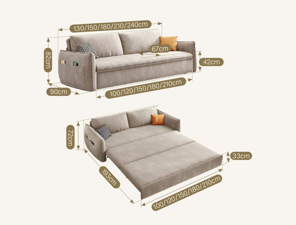 Fernandez Two Seater, Three Seater Sofa Bed With Storage, Suede - Joe’s Haven