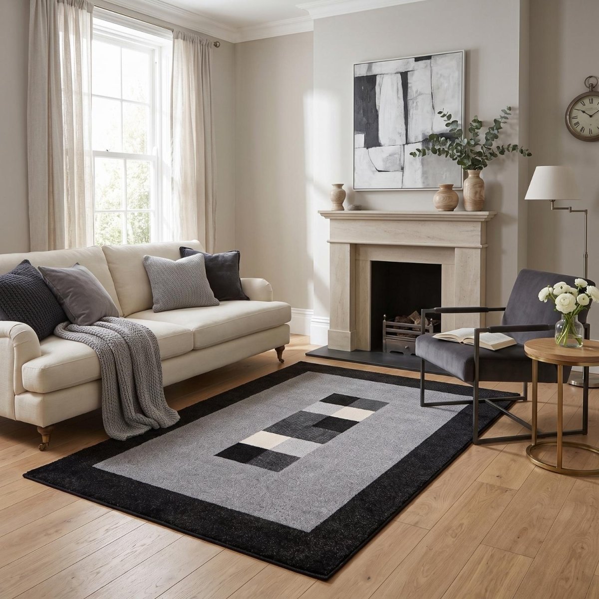 Ephesus Grey Black Rug | 7439GB - Joe’s Haven