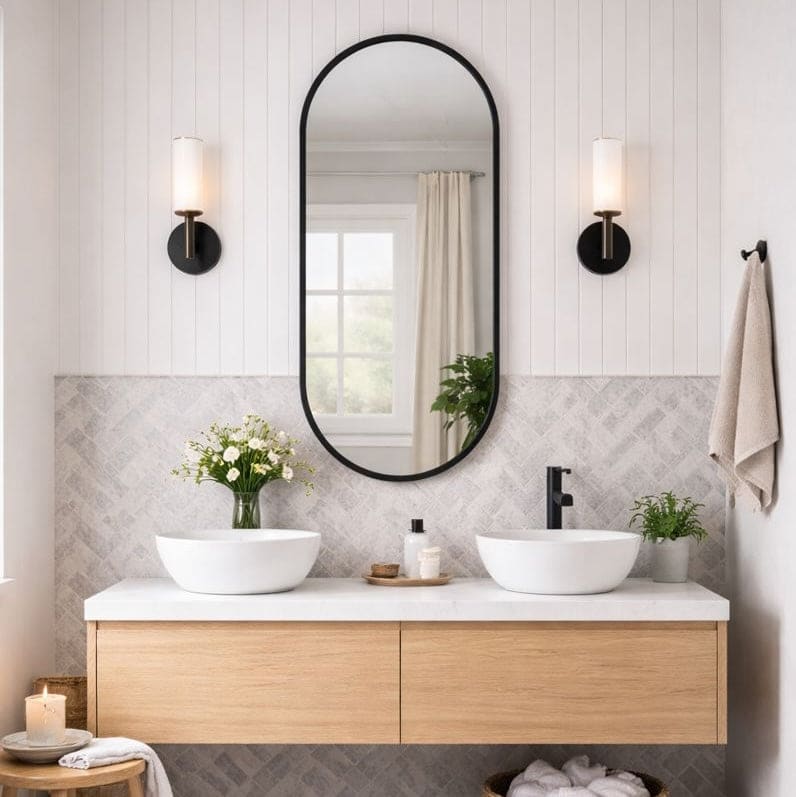 Emi - Black Metal Runway Oval Mirror - 120cm x 40cm - Joe’s Haven