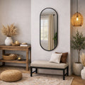 Emi - Black Metal Runway Oval Mirror - 120cm x 40cm - Joe’s Haven