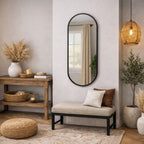 Emi - Black Metal Runway Oval Mirror - 120cm x 40cm - Joe’s Haven