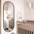 Emi - Full Length Black Metal Runway Oval Mirror - 150cm x 60cm - Joe’s Haven