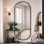 Emi - Full Length Black Metal Runway Oval Mirror - 180cm x 80cm - Joe’s Haven