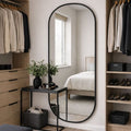 Emi - Full Length Black Metal Runway Oval Mirror - 180cm x 80cm - Joe’s Haven