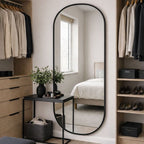 Emi - Full Length Black Metal Runway Oval Mirror - 180cm x 80cm - Joe’s Haven