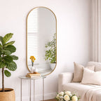 Emi - Full Length Gold Metal Runway Oval Mirror - 150cm x 60cm - Joe’s Haven