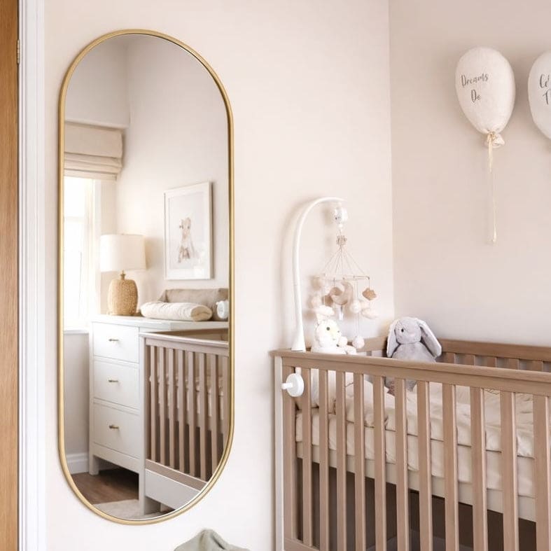 Emi - Full Length Gold Metal Runway Oval Mirror - 150cm x 60cm - Joe’s Haven