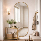 Emi - Full Length Gold Metal Runway Oval Mirror - 180cm x 80cm - Joe’s Haven