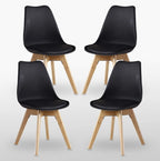 Black Halo Dining Table & Set of 4 Jamie Lorenzo Tulip chairs with Padded Seat - Joe’s Haven