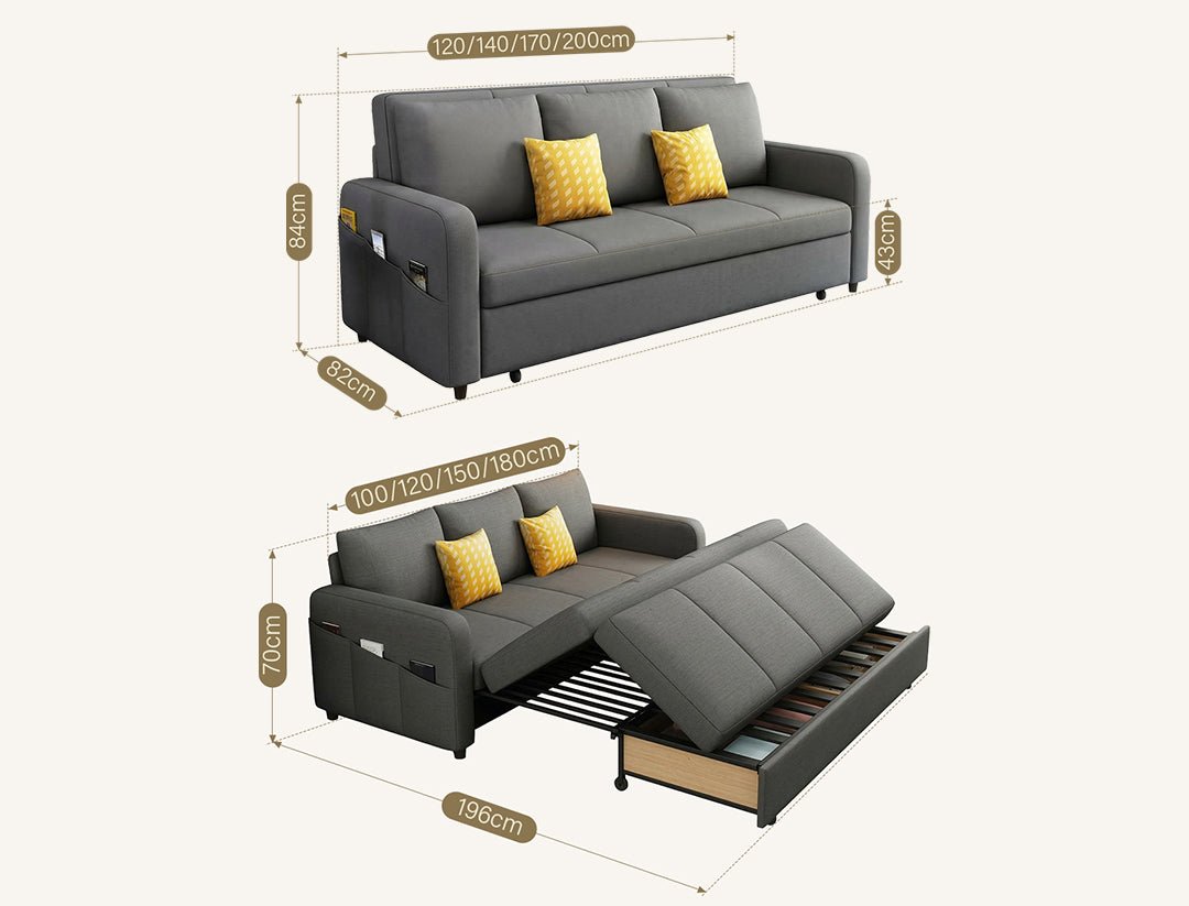 Gabriel Two Seater Sofa Bed, Linen - Joe’s Haven